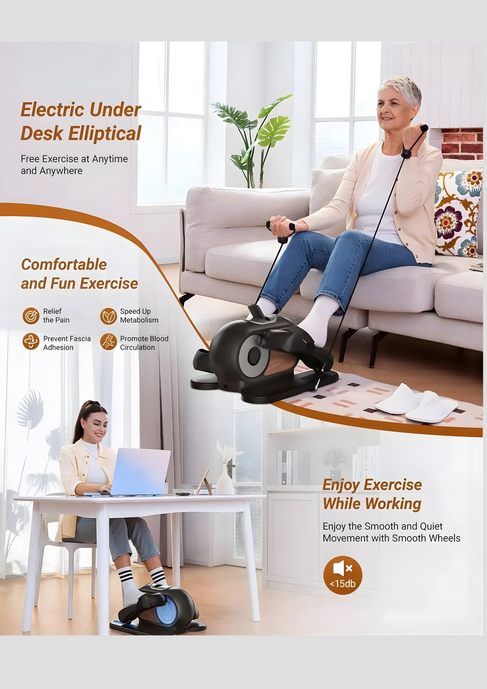 Under desk Electric Elliptical Machine-E32 Mini