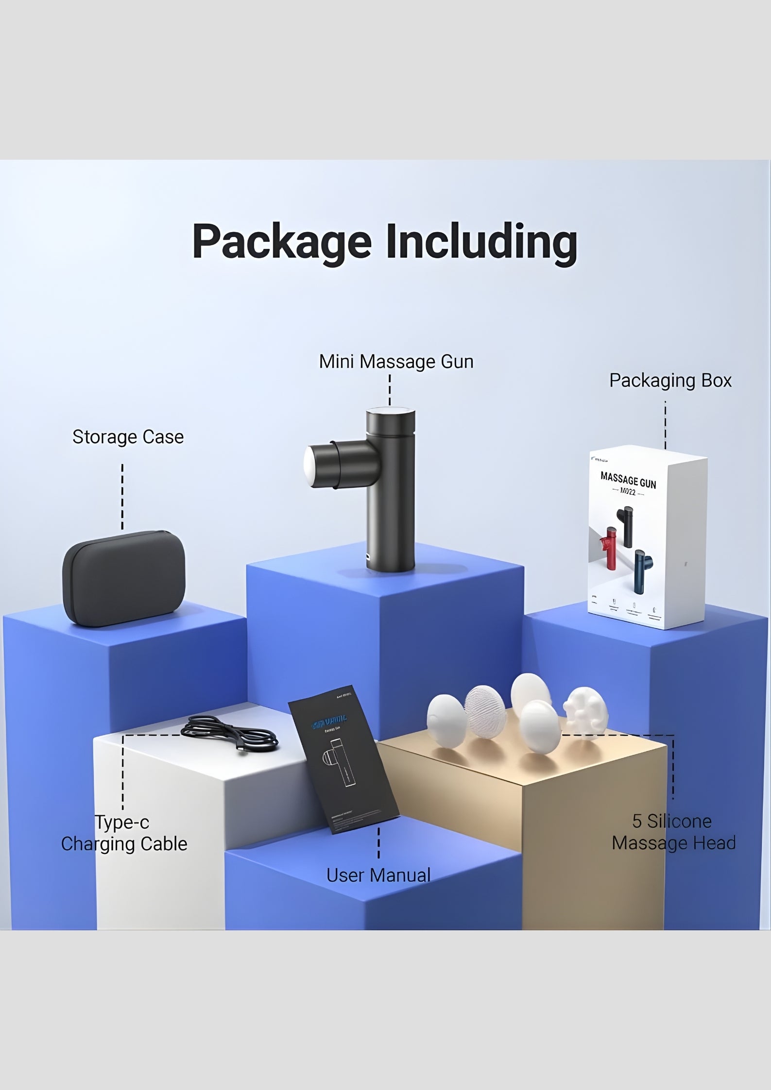 Portable Hand-Held Muscle Massagers with 5 Heads