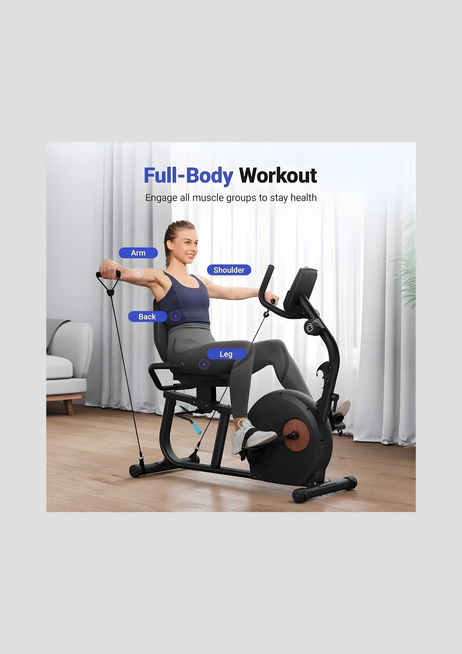 S23 Recumbent Bike With Resistance Bands