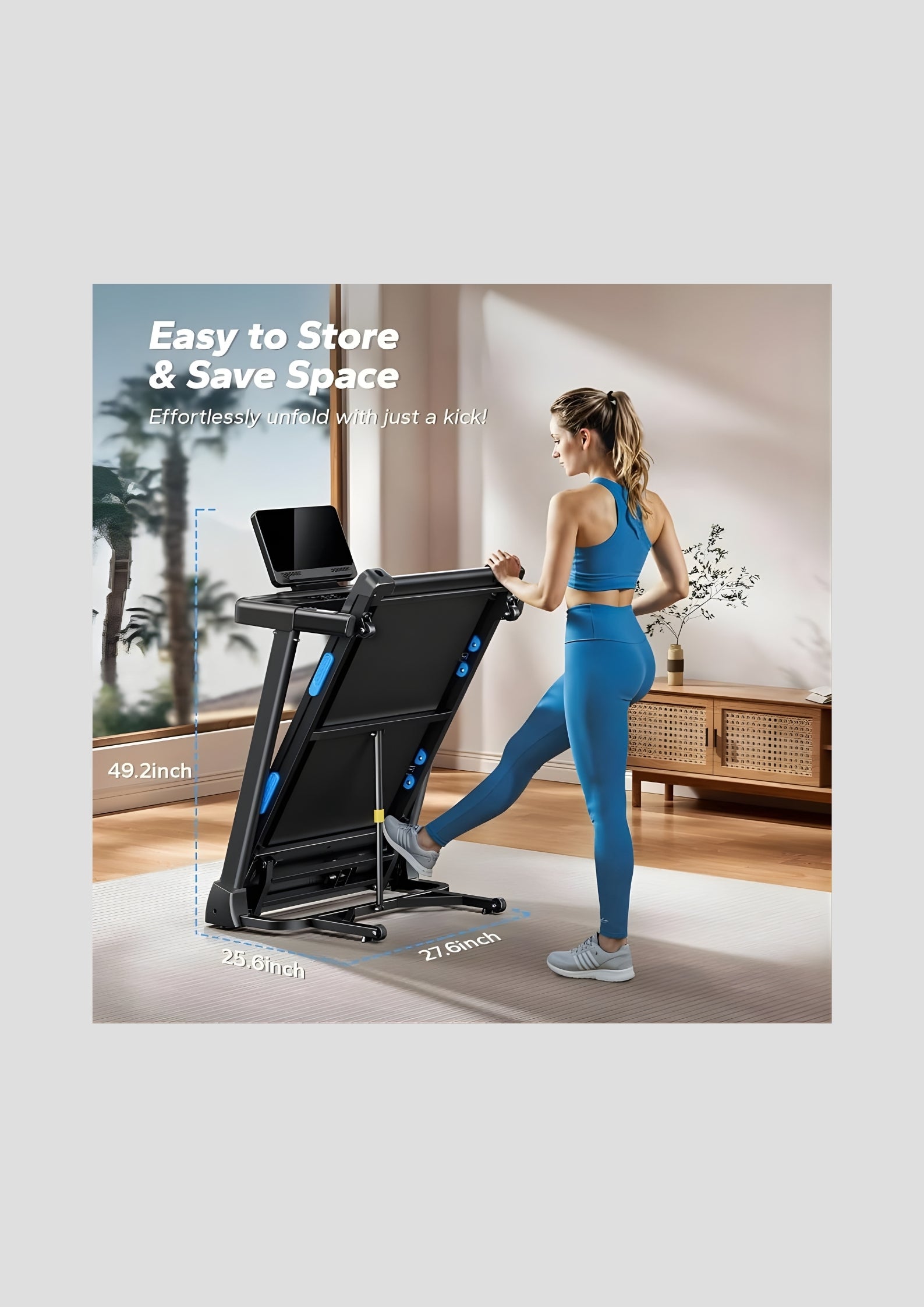 T12 Foldable Treadmill with 15% Auto Incline