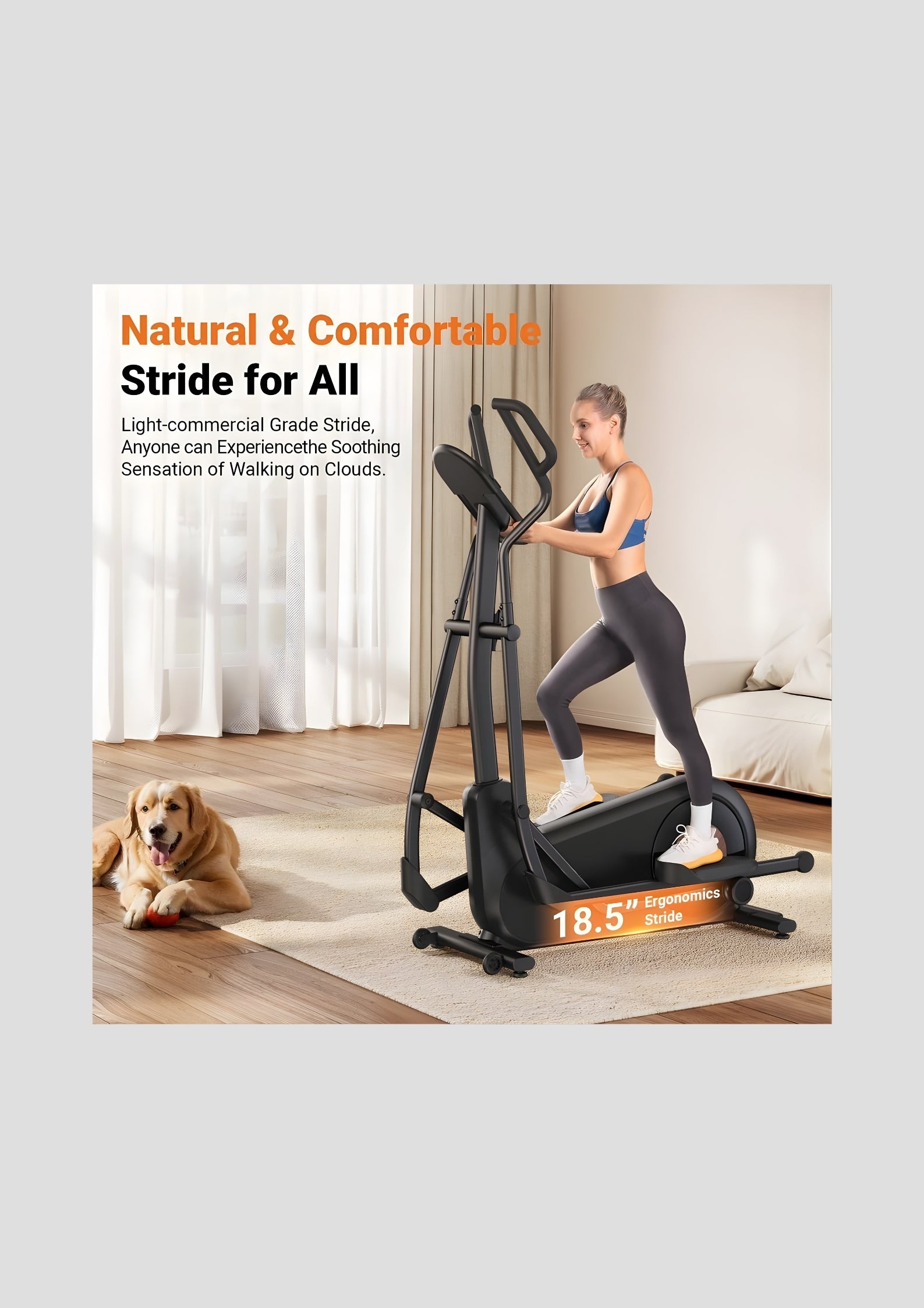 E27 Self-Powered Elliptical Machine with 470mm Stride