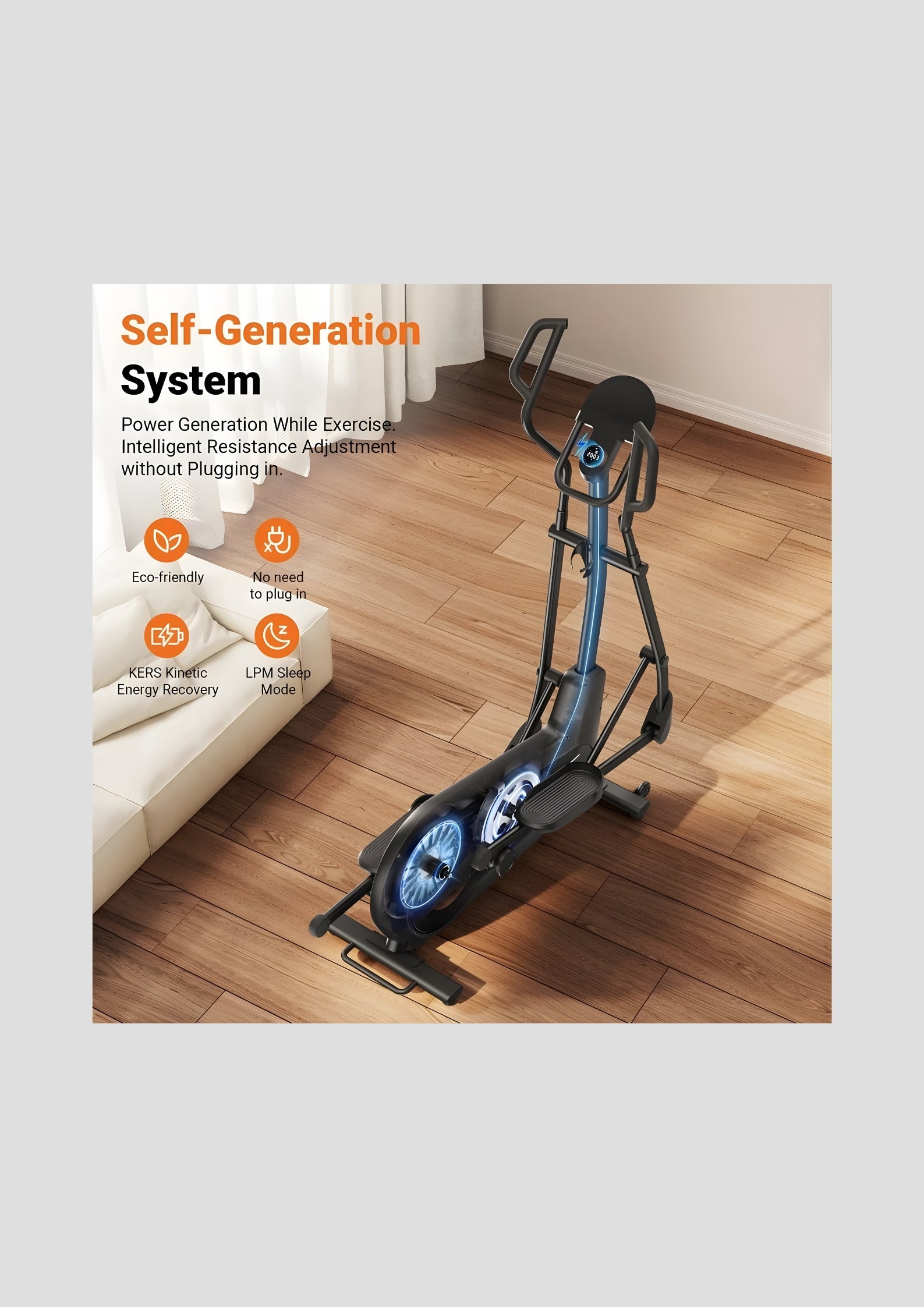 E27 Self-Powered Elliptical Machine with 470mm Stride