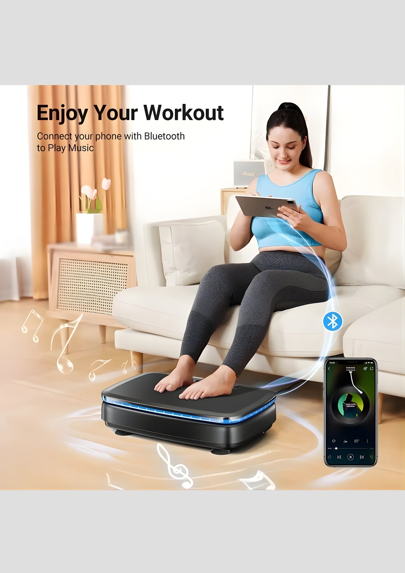 PulseVib V20 Cool Light Vibration Plate with Bands