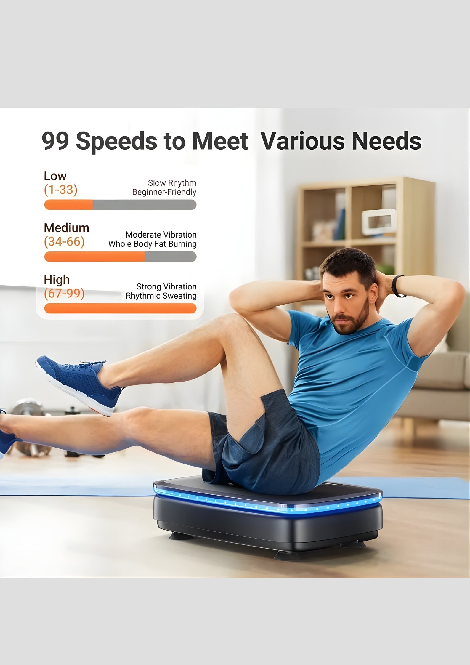 PulseVib V20 Cool Light Vibration Plate with Bands