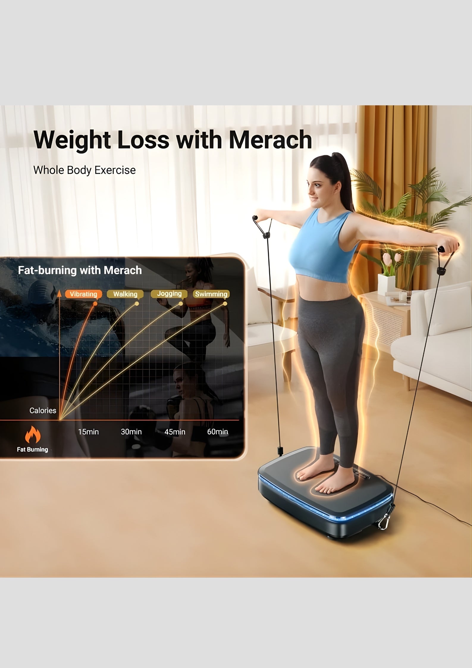 PulseVib V20 Cool Light Vibration Plate with Bands