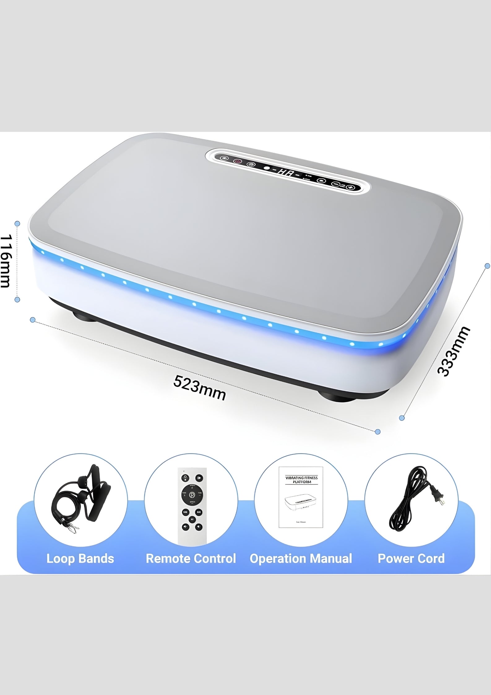 PulseVib V20 Cool Light Vibration Plate with Bands