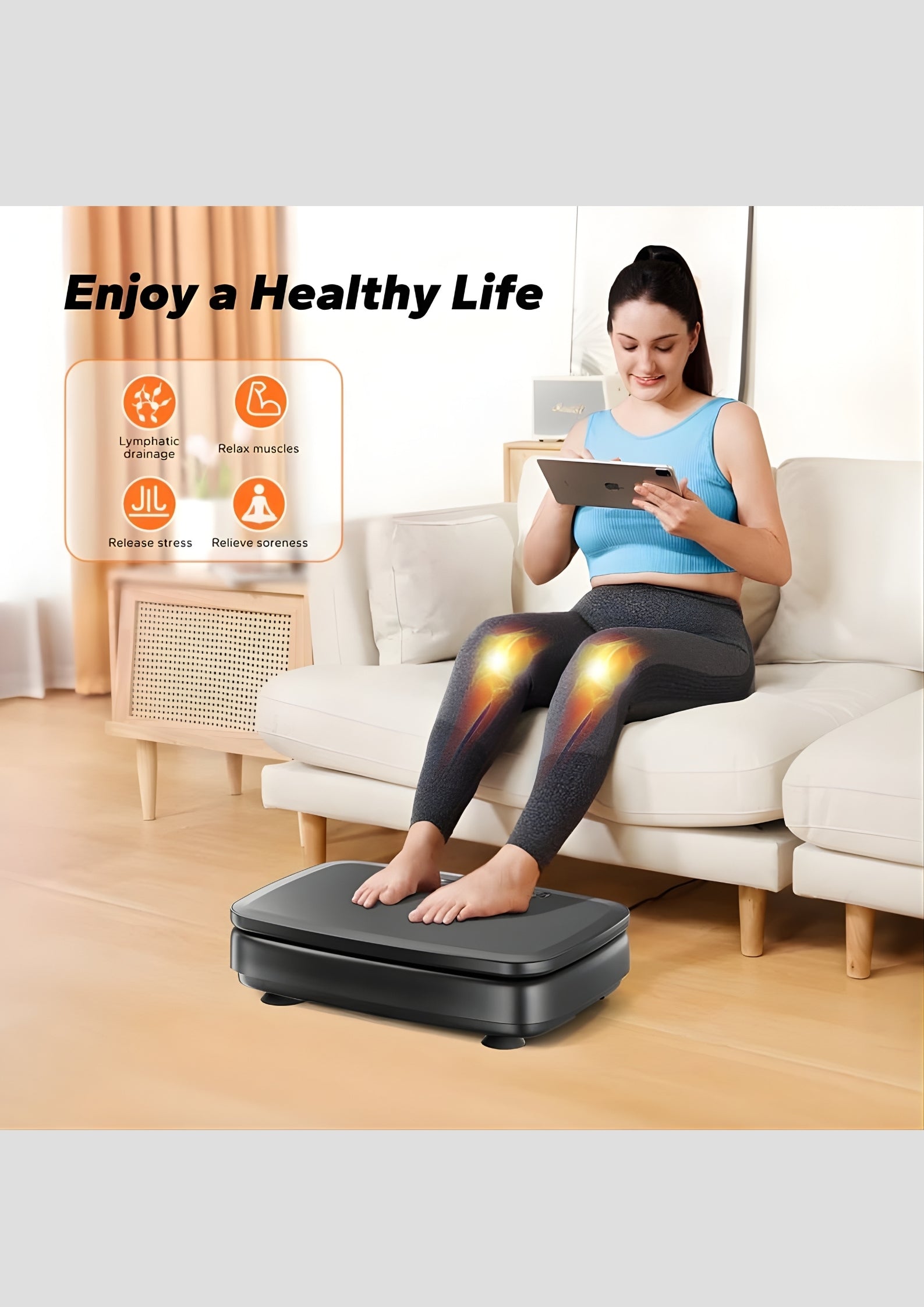 PulseVib V20 Cool Light Vibration Plate with Bands