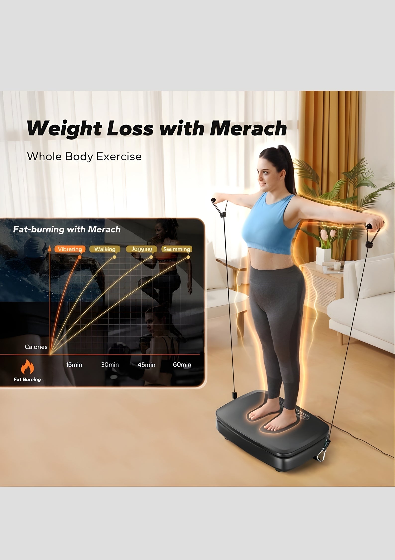 PulseVib V20 Cool Light Vibration Plate with Bands